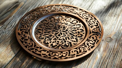 A plate with intricate laser-cut patterns.