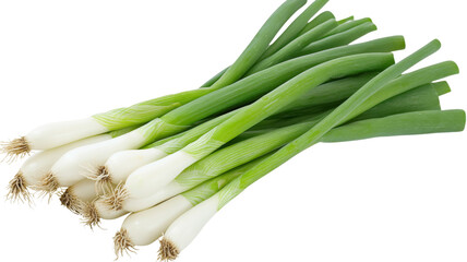 Obraz premium Bunch of fresh spring onions isolated on transparent background