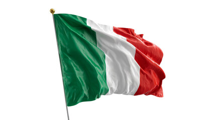 Italian flag waving on transparent background: realistic 3d rendering