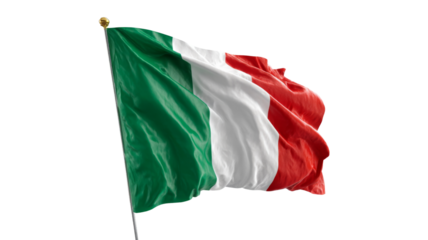 Italian flag waving on transparent background: realistic 3d rendering