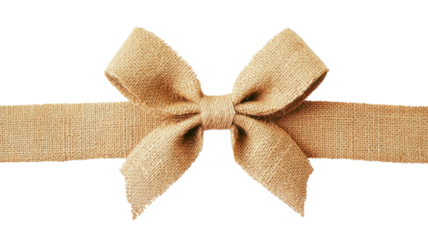 Burlap ribbon bow isolated on transparent background