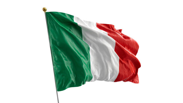 Italian flag waving on transparent background: realistic 3d rendering