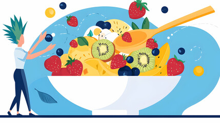 Person Enjoying Colorful Fruit Salad