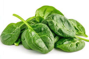 Fototapeta premium Fresh spinach leaves on white background. AI generated illustration.
