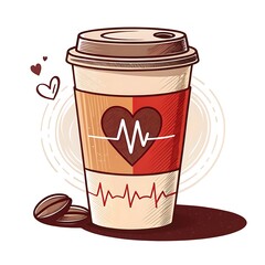 a coffee cup with heartbeat design