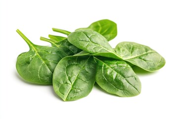Fototapeta premium Fresh spinach leaves on white background. AI generated illustration.
