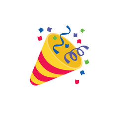 Party popper confetti joy festive birthday celebration emoji vector symbol sign icon illusration