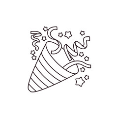 Party popper confetti joy festive birthday celebration emoji vector symbol sign icon illusration