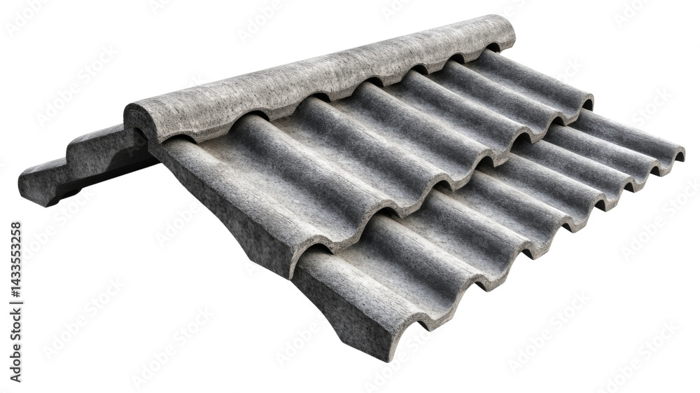 Poster old roof tiles creating overlapping layers on transparent background