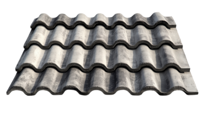 Roofing tiles showing wavy pattern on transparent background