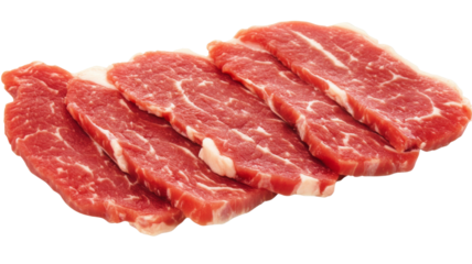 Fresh red meat slices isolated on transparent background