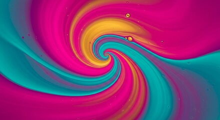 Obraz premium A mesmerizing abstract composition of flowing, intertwining shapes in bright, vivid colors like turquoise, magenta, and gold, soft gradients blending into each other, creating a dreamlike.