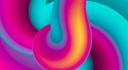 A mesmerizing abstract composition of flowing, intertwining shapes in bright, vivid colors like turquoise, magenta, and gold, soft gradients blending into each other, creating a dreamlike.