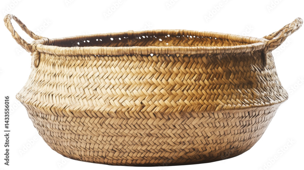 Aufkleber empty wicker basket with handles isolated on transparent background