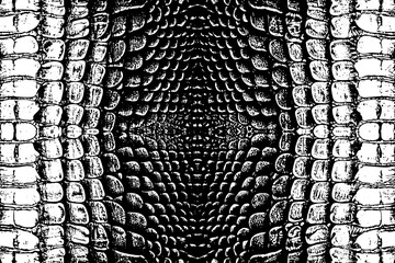 Symmetrical Crocodile Skin Texture in Black and White Vector