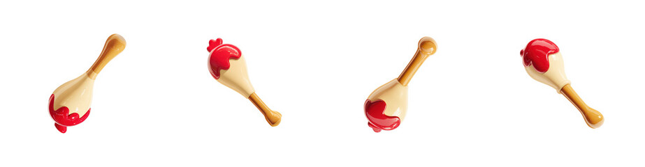 Delicious 3D Rendered Chicken Drumsticks with Red Sauce Dripping Down Perfect for Food Blogs and Restaurant Menus