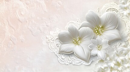 Elegant White Flowers with Lace Design.