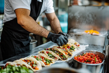 Generative AI close up of traditional Mexican food meal dish yummy mockup presentation