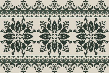 seamless floral pattern ,green background, damask
