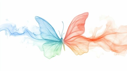 Pastel butterfly wings, colorful smoke trails.