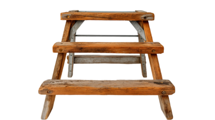 Rustic wooden step ladder, vintage farmhouse decor design element