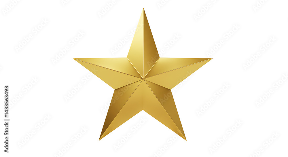 Poster a golden star with five points isolated against a stark black background in a simple composition