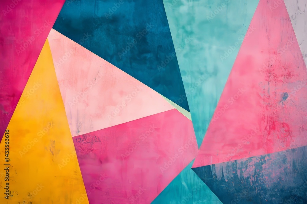 Aufkleber vibrant abstract design of overlapping triangular shapes.
