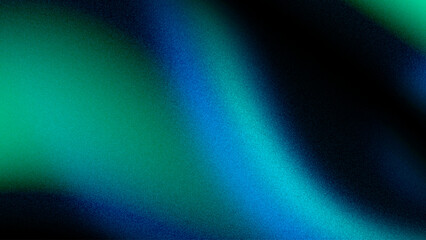 Abstract blue green on dark background with grainy. Amazing wavy background.
