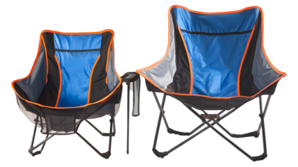Isolated PNG Image of Folding Camping Chairs Portable Blue Seat Outdoor