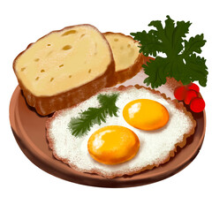 dish of bread and fire eggs