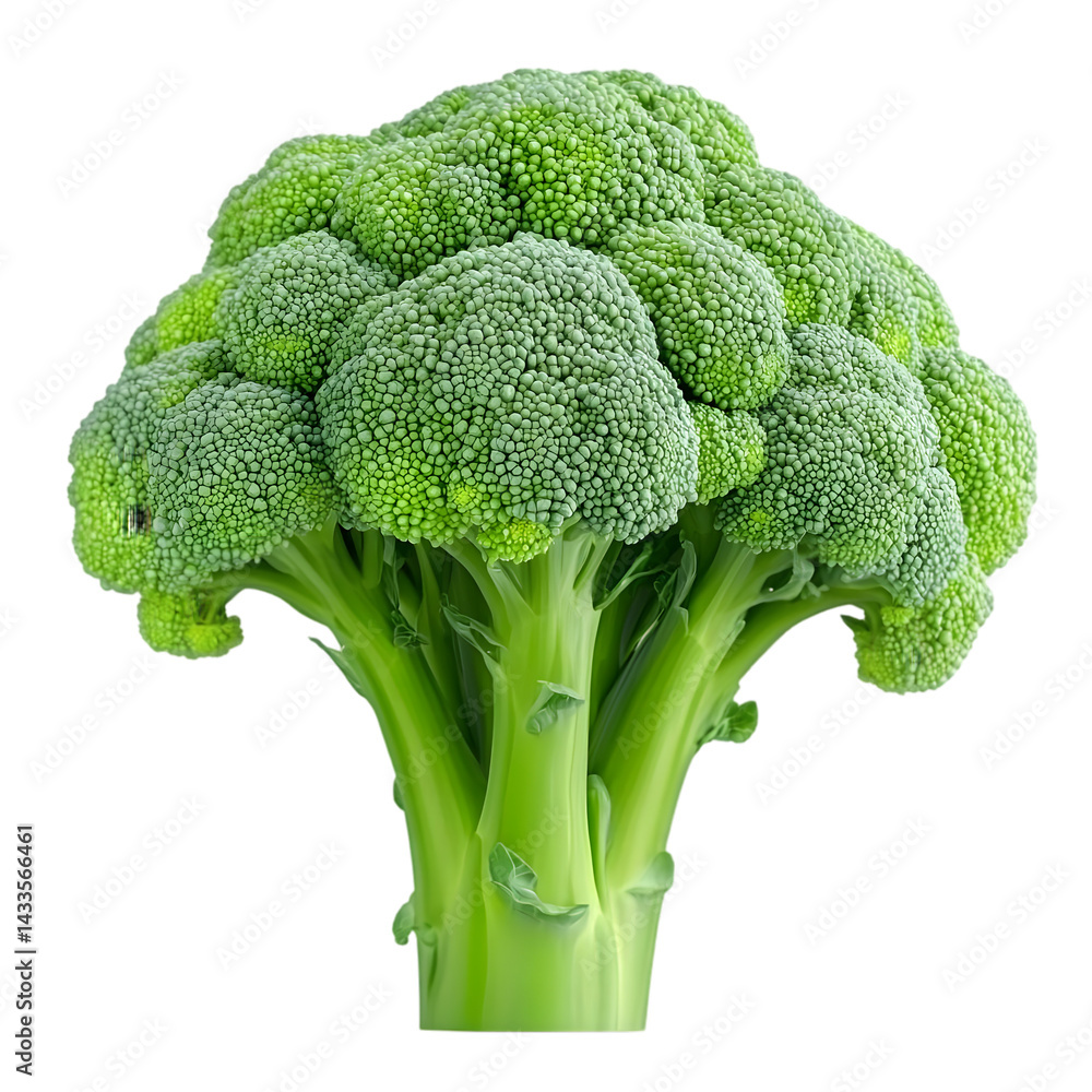 Poster isolated realistic broccoli image in green color with transparent background