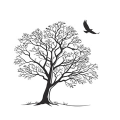Fototapeta premium Bird Shaped Branch Tree Silhouette