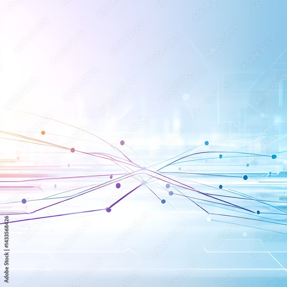 Aufkleber Abstract Network Connections on a Soft Light Blue Background Illustrating Modern Technology and Data Flow.