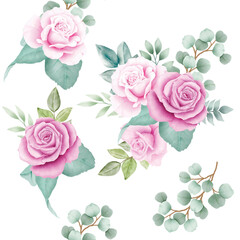 hand draw floral roses seamless pattern