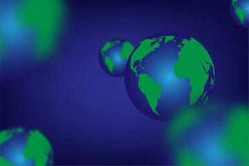 Multiverse 3D Globe flying technology background, The world is placed in multiples using a blurred