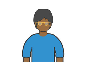 Black man with glasses in blue