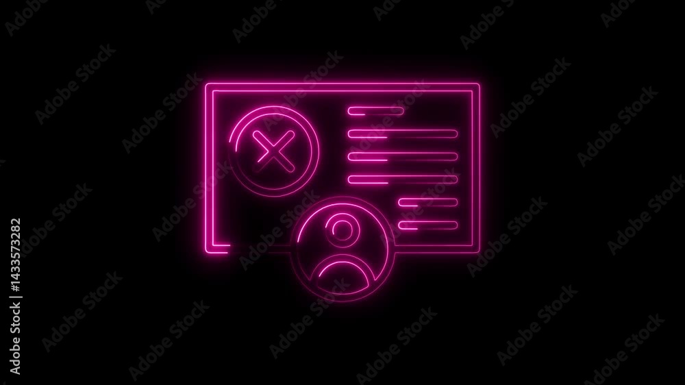 Aufkleber account deletion or user revocation with neon pink glow effect on black background explaining error 