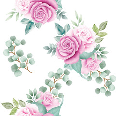 hand draw floral roses seamless pattern