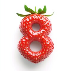 Strawberry shaped like the number eight for creative food display or decorative purposes Generative AI