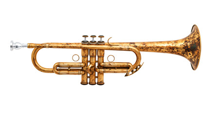Fototapeta premium Elegant Golden Trumpet on White Background Isolated with Transparent Design