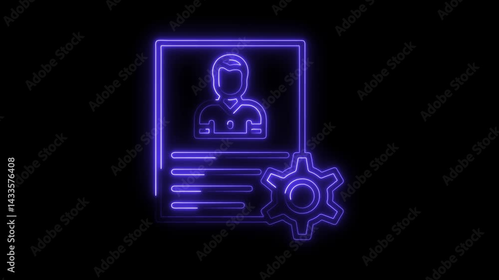 Poster neon profile settings animation glowing user account controls