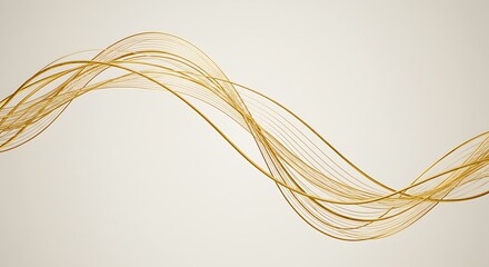 Abstract golden wavy lines flowing across a light background creating a dynamic composition effect