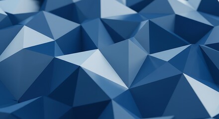 Obraz premium A close up of an abstract blue geometric pattern with many triangles and sharp edges in the image plane