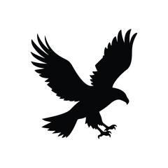 Silhouette of eagle on white background. Vector illustration of flying eagle.  