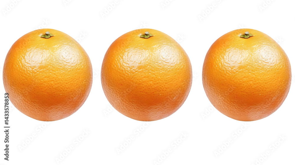 Poster photorealistic oranges in a row isolated on a transparent background