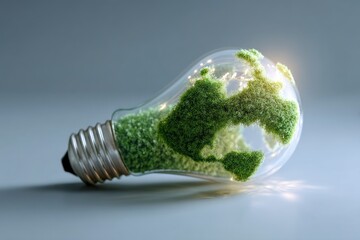 Green Earth in Lightbulb Concept for Renewable Energy and Sustainability
