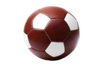 Realistic 3D Render of Brown and White Soccer Ball Isolated on Black Background