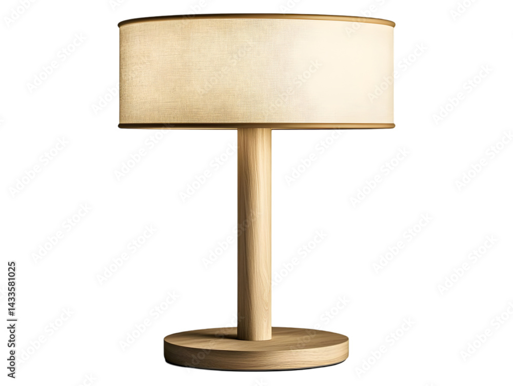 Poster realistic 3d render of wooden table lamp with transparent isolated background
