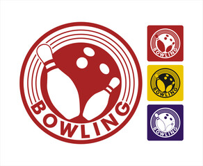 bowling sport logo badge emblem vector template illustration design for club,team,tournament flat design element