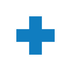 Simple medical blue cross icon vector design. Medical green cross vector. Green plus flat. Blue medical cross icon. Medical symbol icon